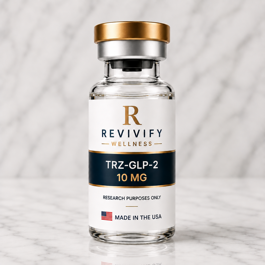 TRZ-GLP-2 research peptide vial, Revivify Wellness